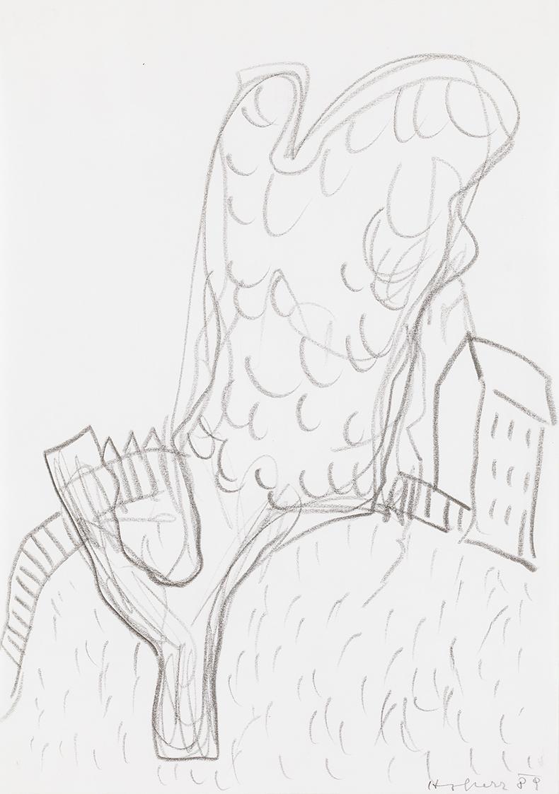 Kurt Hüpfner, Ohne Titel, 1989, Bleistift auf Papier, kaschiert auf Karton, 29,7 × 21 cm, Priva ...