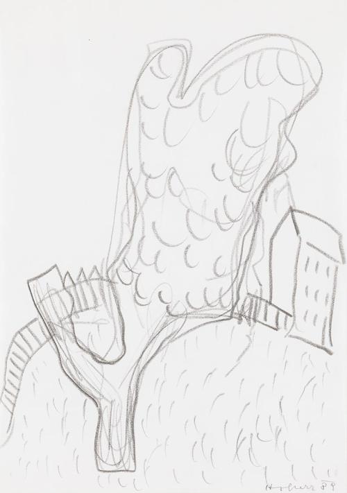 Kurt Hüpfner, Ohne Titel, 1989, Bleistift auf Papier, kaschiert auf Karton, 29,7 × 21 cm, Priva ...