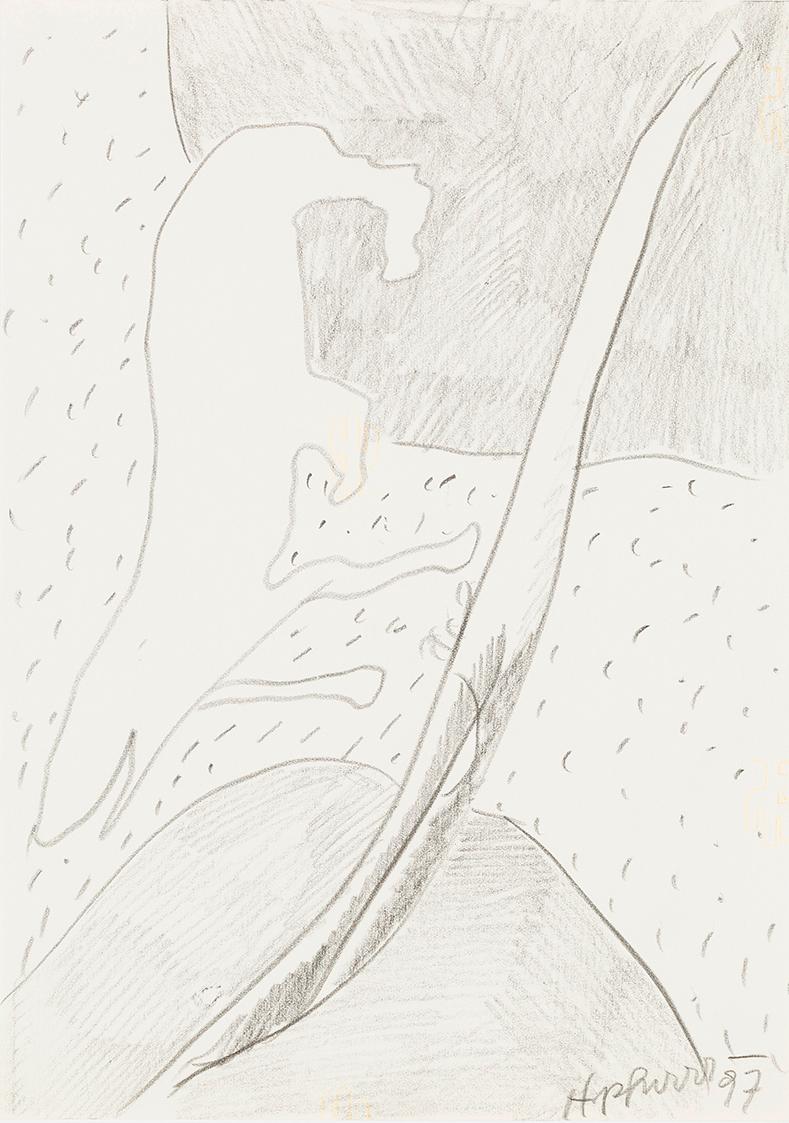 Kurt Hüpfner, Ohne Titel, 1997, Bleistift auf Papier, kaschiert auf Karton, 29,7 × 21 cm, Priva…