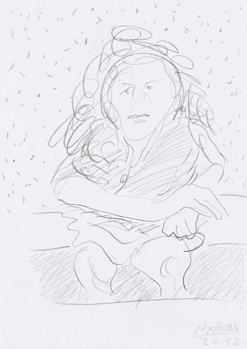 Kurt Hüpfner, Ohne Titel, 2012, Bleistift auf Papier, 29,7 × 21 cm, Privatbesitz, Wien
