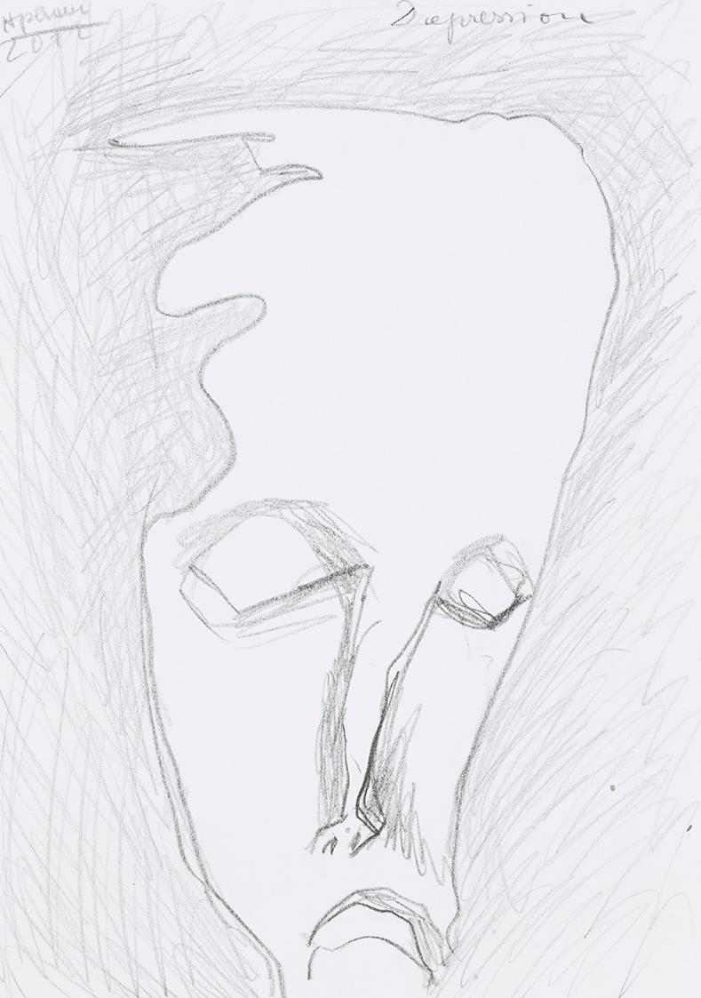 Kurt Hüpfner, Depression, 2012, Bleistift auf Papier, 29,7 × 21 cm, Privatbesitz, Wien