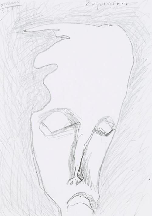 Kurt Hüpfner, Depression, 2012, Bleistift auf Papier, 29,7 × 21 cm, Privatbesitz, Wien