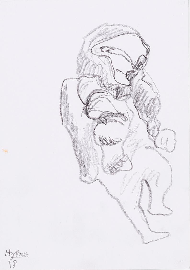 Kurt Hüpfner, Ohne Titel, 1998, Bleistift auf Papier, kaschiert auf Karton, 29,7 × 21 cm, Priva…