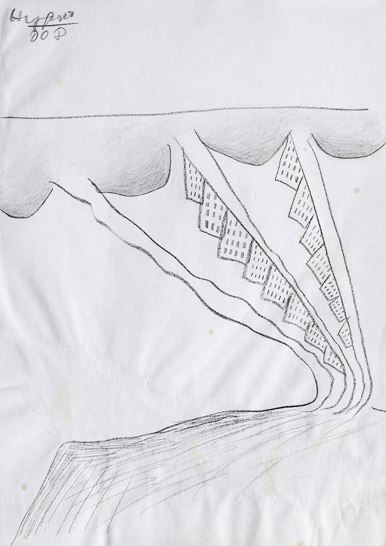 Kurt Hüpfner, Ohne Titel, 2008, Bleistift und schwarze Kreide auf Papier, 29,7 × 21 cm, Privatb ...