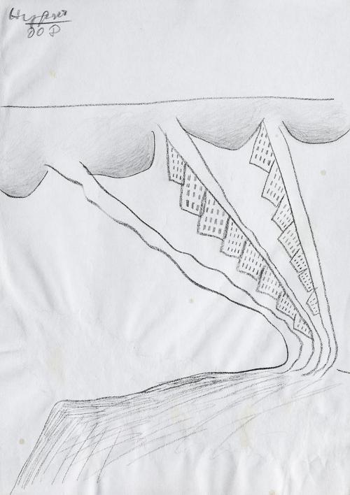 Kurt Hüpfner, Ohne Titel, 2008, Bleistift und schwarze Kreide auf Papier, 29,7 × 21 cm, Privatb ...