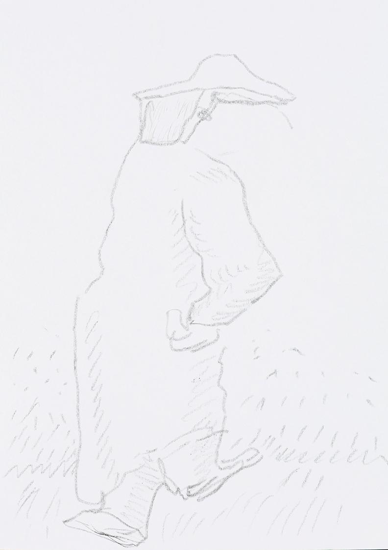 Kurt Hüpfner, Ohne Titel, um 2010, Bleistift auf Papier, 29,7 × 21 cm, Privatbesitz, Wien