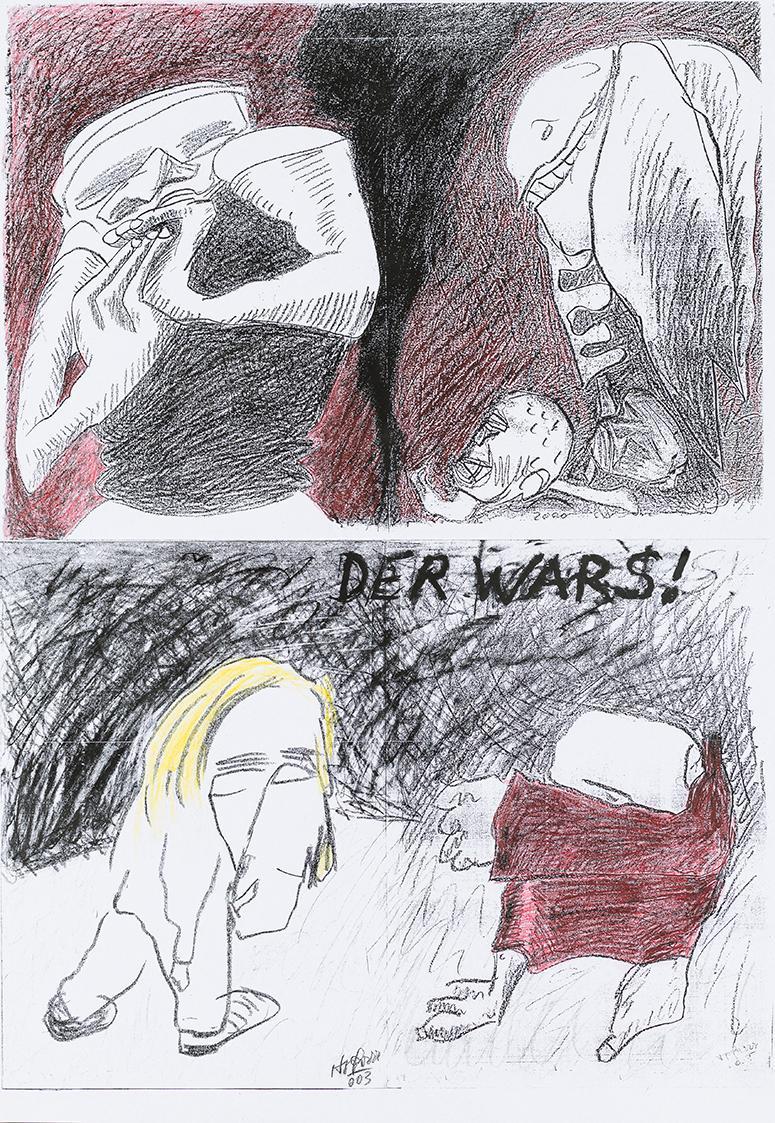 Kurt Hüpfner, Die blonde Bestie, Graphic Novel, nach 2003, Kopien, mit Buntstift bearbeitet, 61 ...