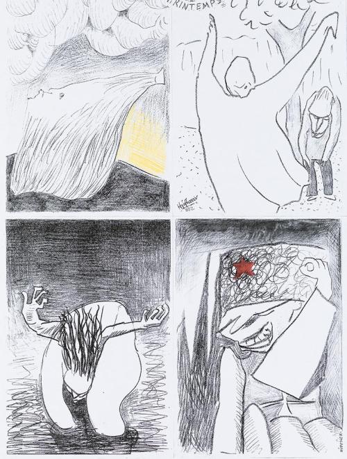 Kurt Hüpfner, "Sacre de printemps", Graphic Novel, um 2005, Kopie, mit Buntstift bearbeitet, 59 ...