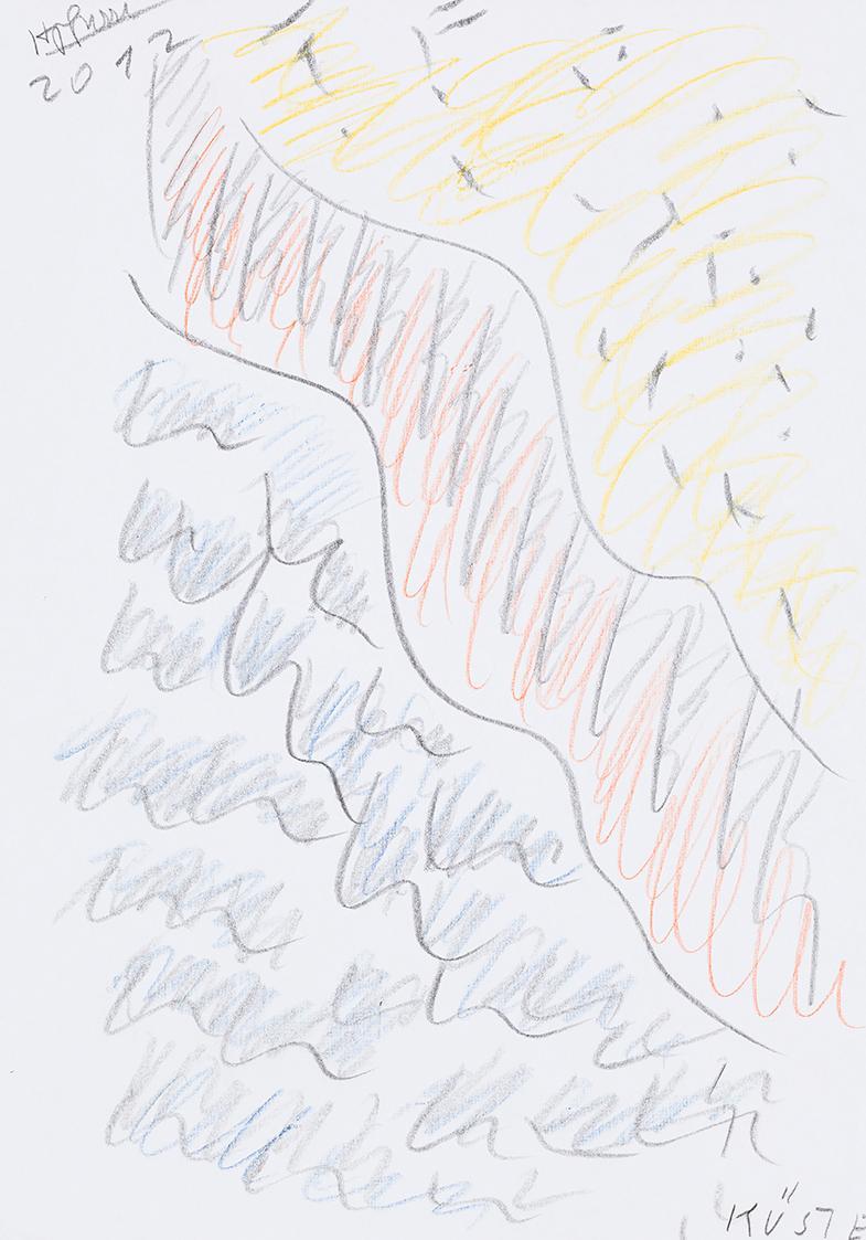 Kurt Hüpfner, Küste, 2012, Bleistift und Buntstift auf Papier, 29,7 × 21 cm, Privatbesitz, Wien