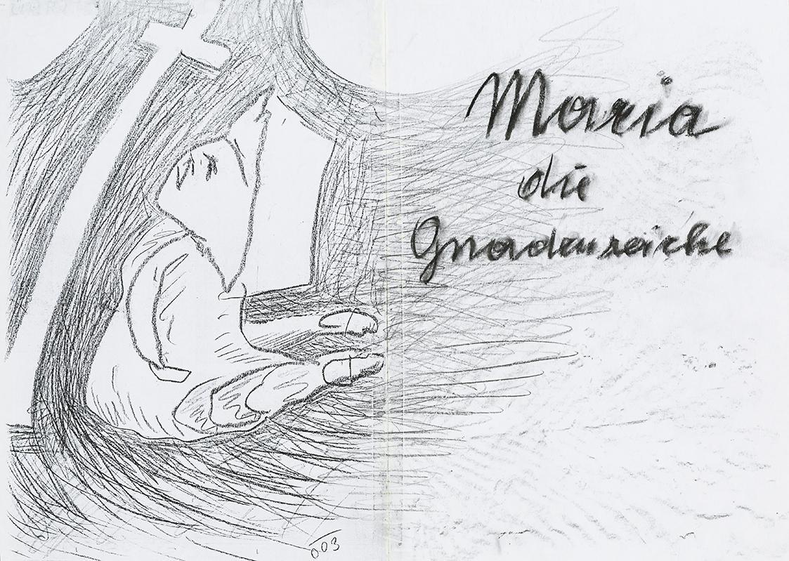 Kurt Hüpfner, Maria die Gnadenreiche, Graphic Novel, nach 2003, Kopie und Bleistiftzeichnung, m ...