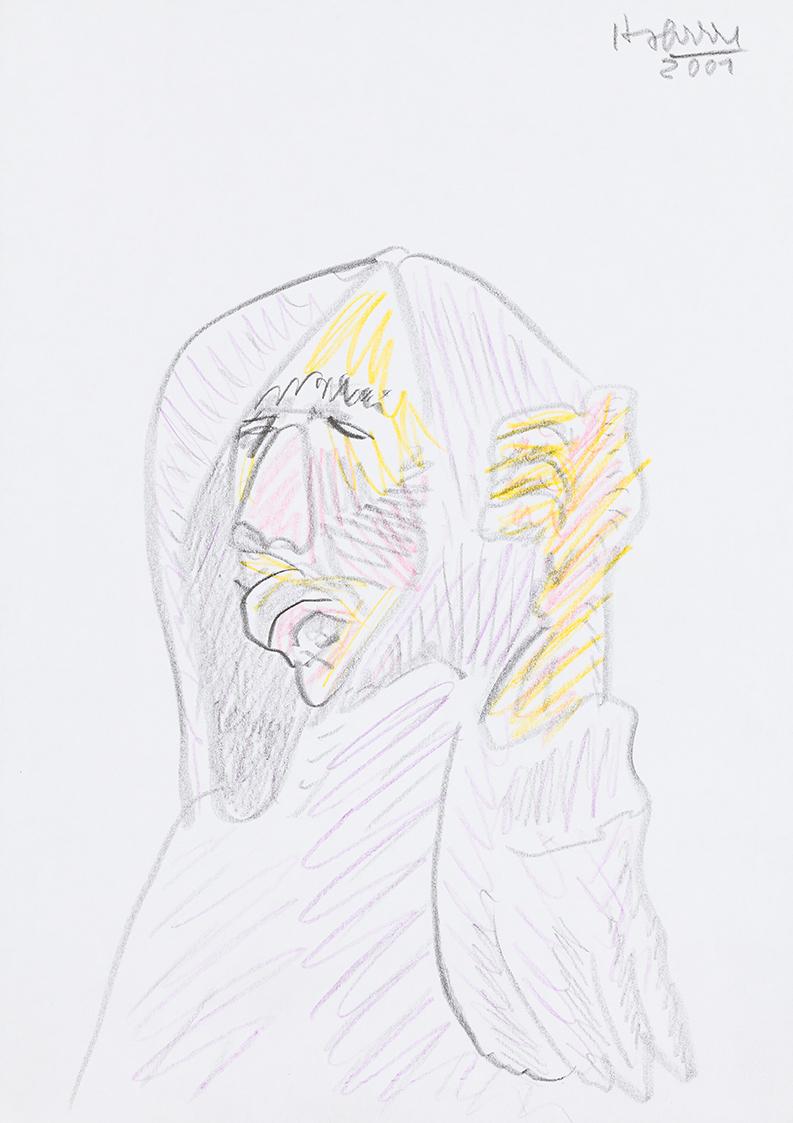 Kurt Hüpfner, Ohne Titel, 2001, Bleistift und Buntstift auf Papier, 29,7 × 21 cm, Privatbesitz,…