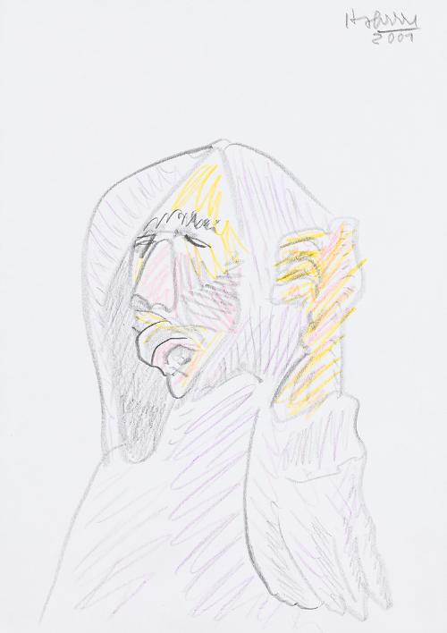 Kurt Hüpfner, Ohne Titel, 2001, Bleistift und Buntstift auf Papier, 29,7 × 21 cm, Privatbesitz,…