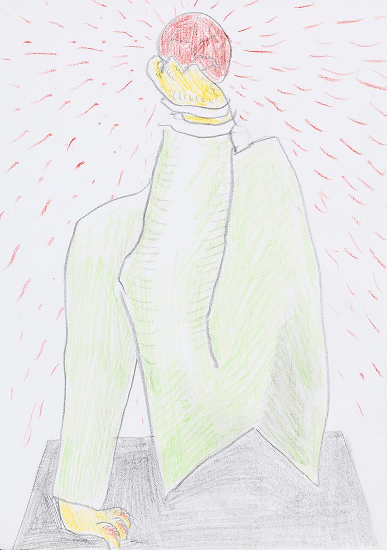 Kurt Hüpfner, Ohne Titel, um 2010, Bleistift und Buntstift auf Papier, 29,7 × 21 cm, Privatbesi ...