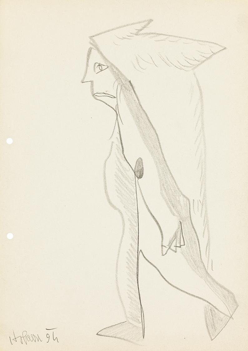 Kurt Hüpfner, Ohne Titel, 1994, Bleistift auf ungebleichtem Papier, 29,7 × 21 cm, Privatbesitz, ...