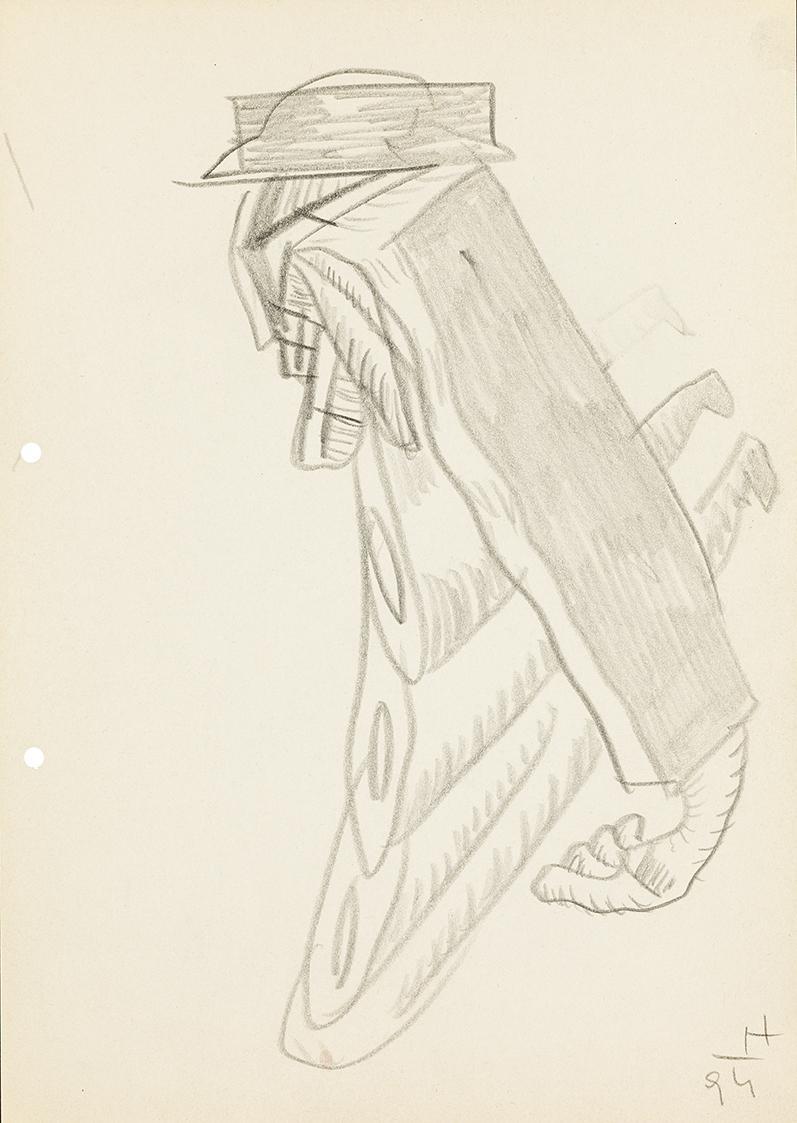 Kurt Hüpfner, Ohne Titel, 1994, Bleistift auf ungebleichtem Papier, 29,7 × 21 cm, Privatbesitz, ...
