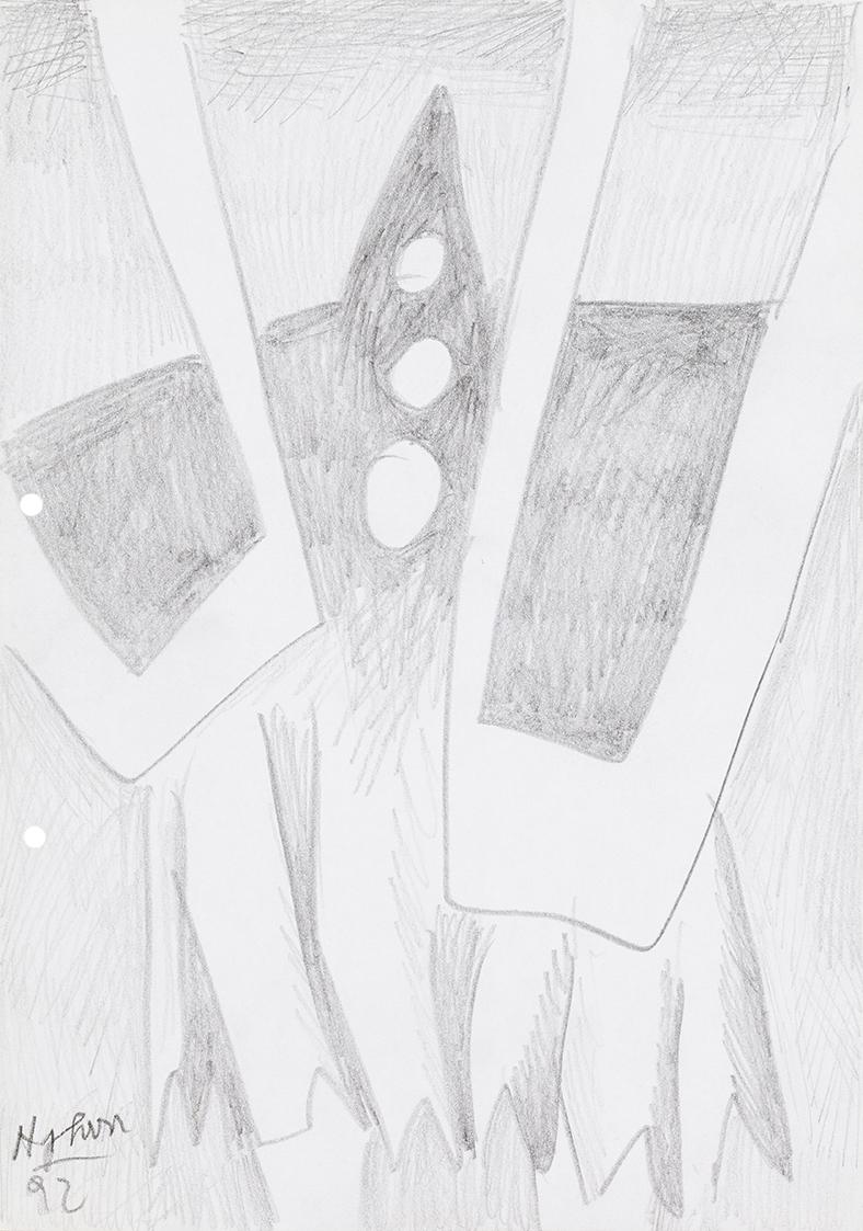Kurt Hüpfner, Ohne Titel, 1992, Bleistift auf Papier, 29,7 × 21 cm, Privatbesitz, Wien, Inv.-Nr…