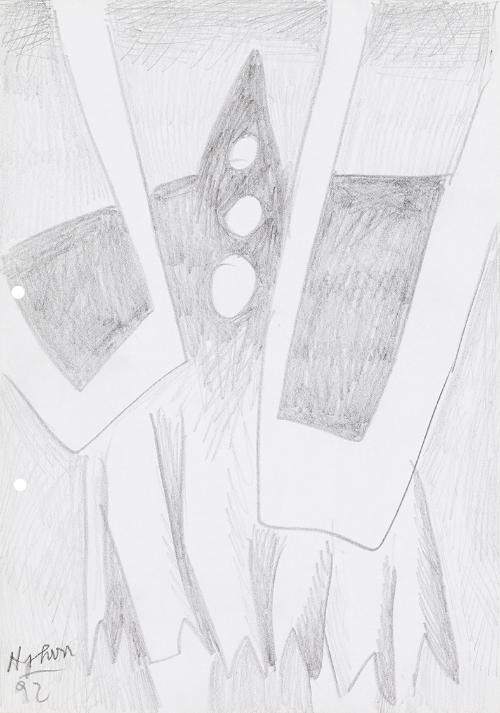 Kurt Hüpfner, Ohne Titel, 1992, Bleistift auf Papier, 29,7 × 21 cm, Privatbesitz, Wien, Inv.-Nr…