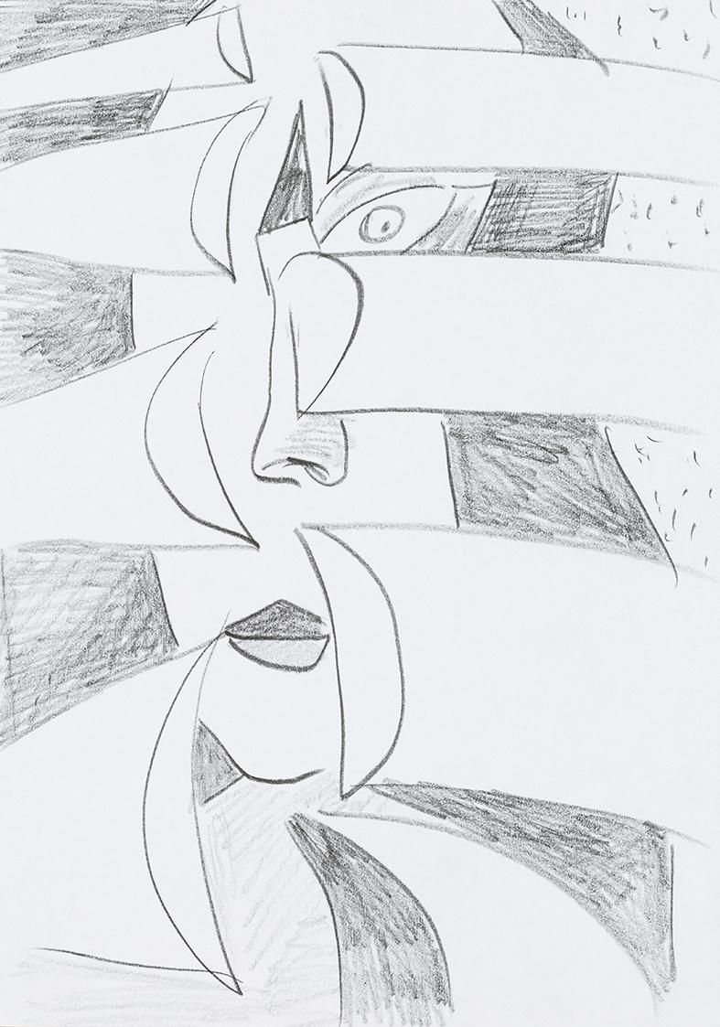 Kurt Hüpfner, Ohne Titel, um 2000, Bleistift auf Papier, 29,7 × 21 cm, Privatbesitz, Wien
