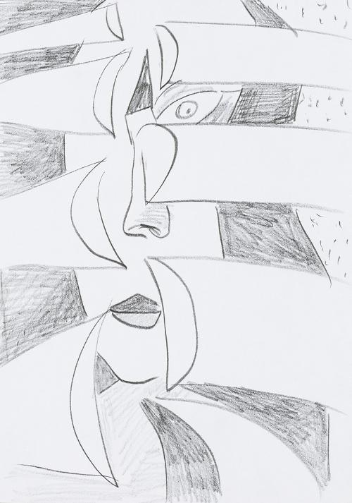 Kurt Hüpfner, Ohne Titel, um 2000, Bleistift auf Papier, 29,7 × 21 cm, Privatbesitz, Wien