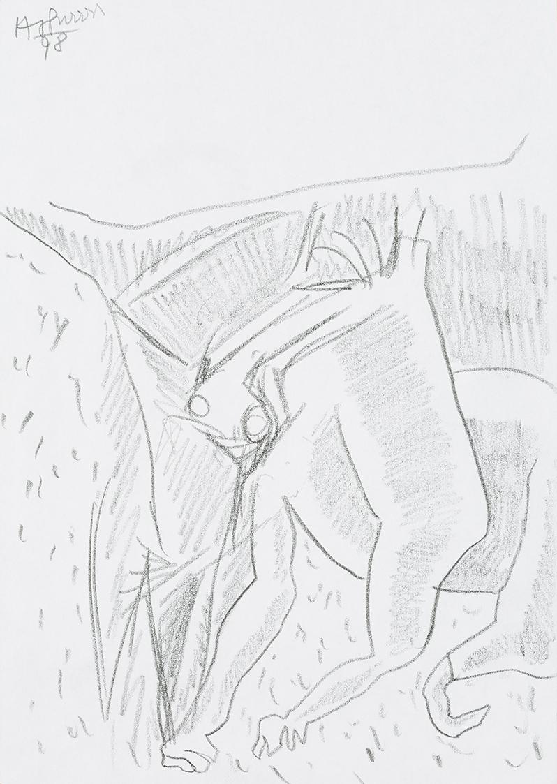 Kurt Hüpfner, Ohne Titel, 1998, Bleistift auf Papier, 29,7 × 21 cm, Privatbesitz, Wien