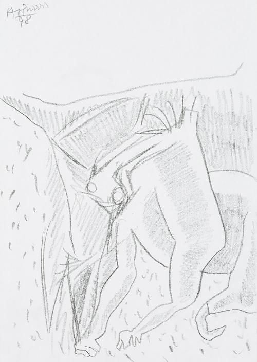 Kurt Hüpfner, Ohne Titel, 1998, Bleistift auf Papier, 29,7 × 21 cm, Privatbesitz, Wien