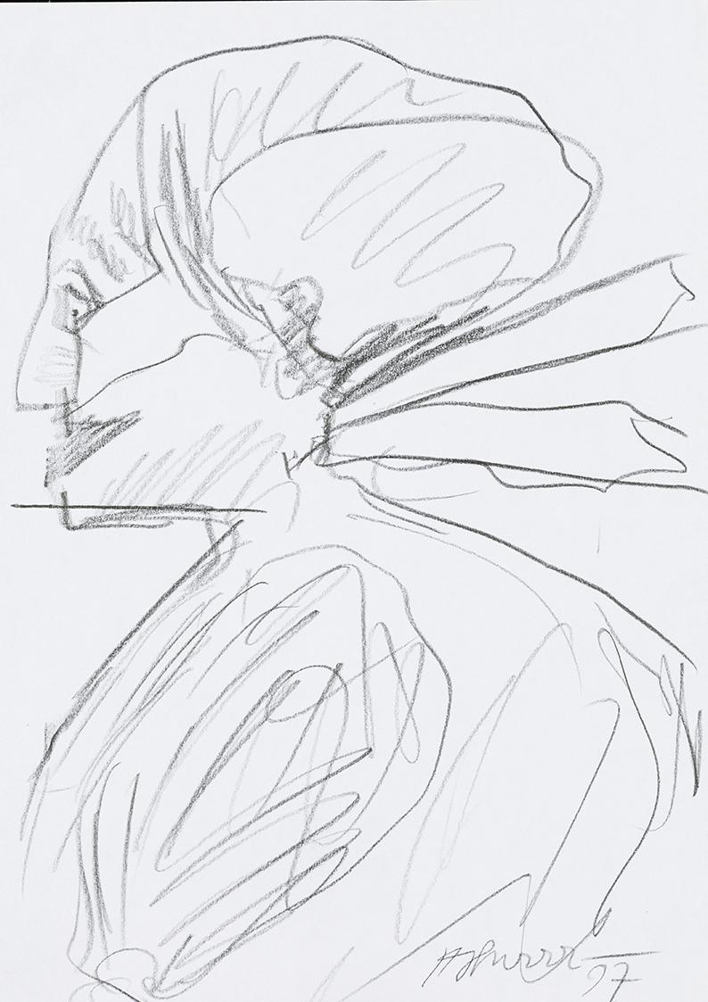 Kurt Hüpfner, Ohne Titel, 1997, Bleistift auf Papier, 29,7 × 21 cm, Privatbesitz, Wien