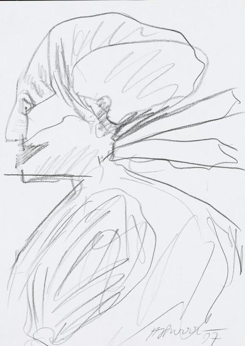 Kurt Hüpfner, Ohne Titel, 1997, Bleistift auf Papier, 29,7 × 21 cm, Privatbesitz, Wien