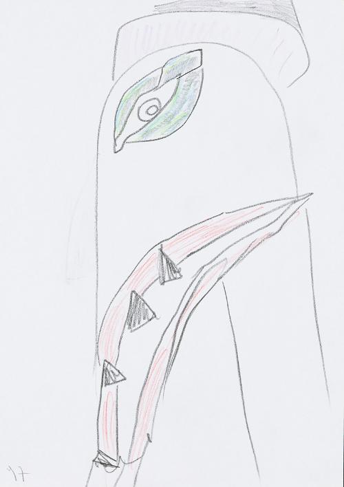 Kurt Hüpfner, Ohne Titel, 1997, Bleistift und Buntstift auf Papier, 29,7 × 21 cm, Privatbesitz,…