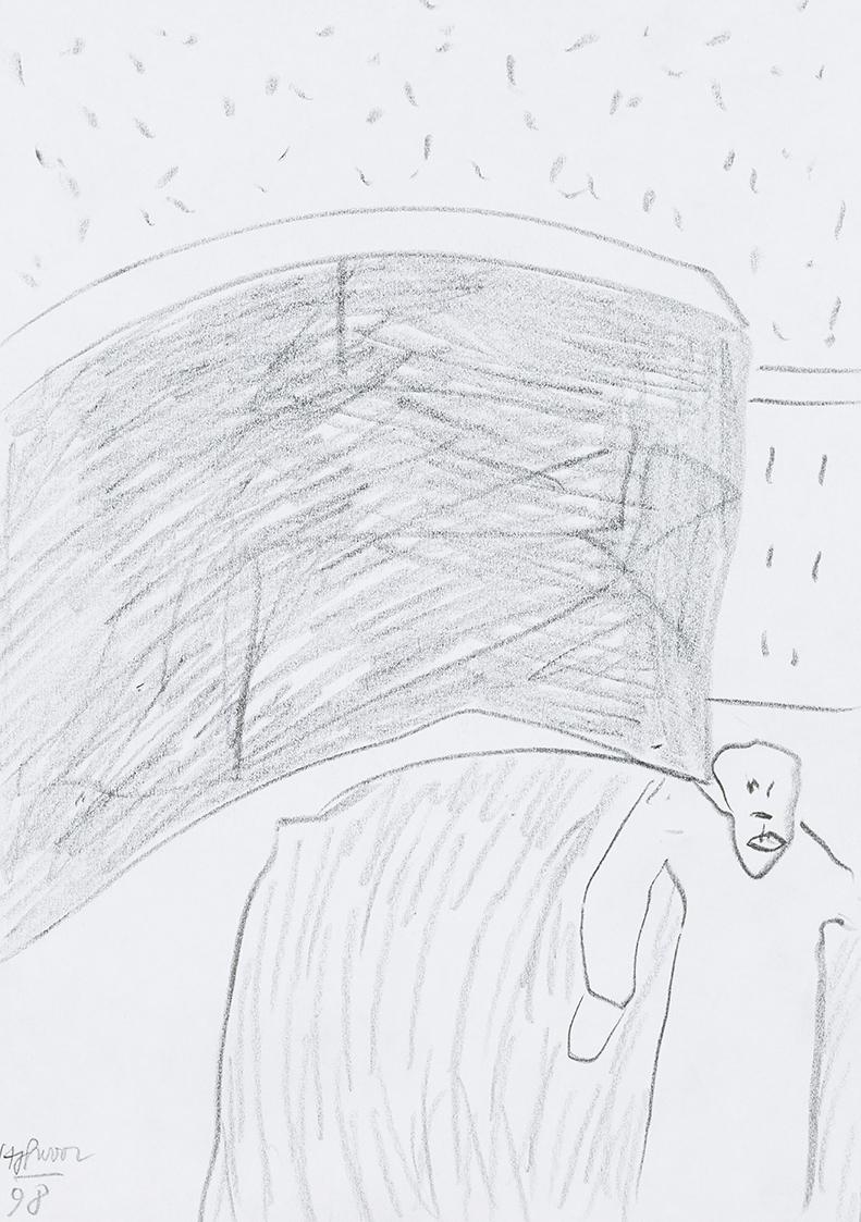 Kurt Hüpfner, Ohne Titel, 1998, Bleistift auf Papier, 29,7 × 21 cm, Privatbesitz, Wien