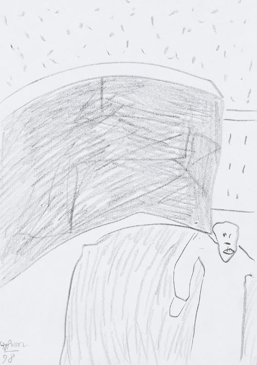 Kurt Hüpfner, Ohne Titel, 1998, Bleistift auf Papier, 29,7 × 21 cm, Privatbesitz, Wien