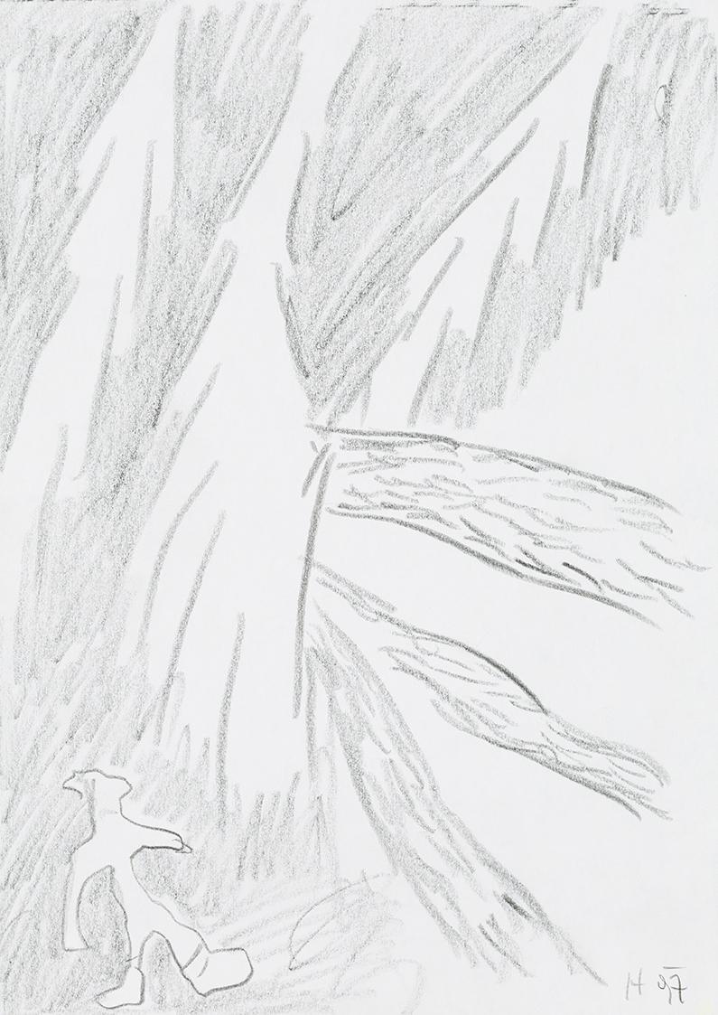 Kurt Hüpfner, Ohne Titel, 1997, Bleistift auf Papier, 29,7 × 21 cm, Privatbesitz, Wien