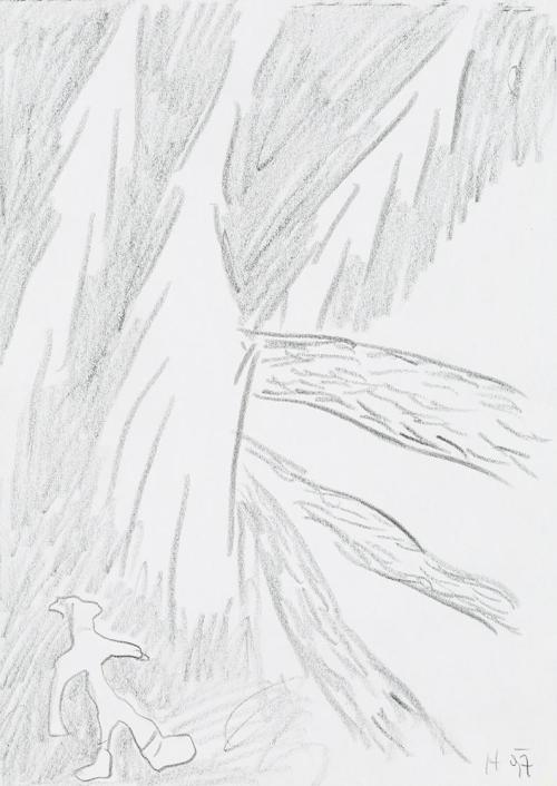 Kurt Hüpfner, Ohne Titel, 1997, Bleistift auf Papier, 29,7 × 21 cm, Privatbesitz, Wien