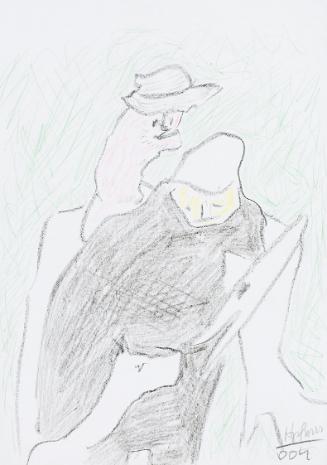 Kurt Hüpfner, Ohne Titel, 2004, Buntstift und schwarze Kreide auf Papier, 29,7 × 21 cm, Privatb…