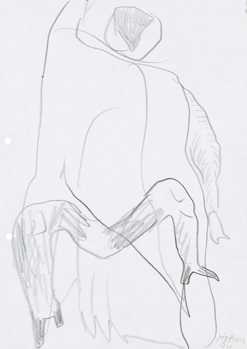Kurt Hüpfner, Ohne Titel, 1994, Bleistift auf Papier, 29,7 × 21 cm, Privatbesitz, Wien