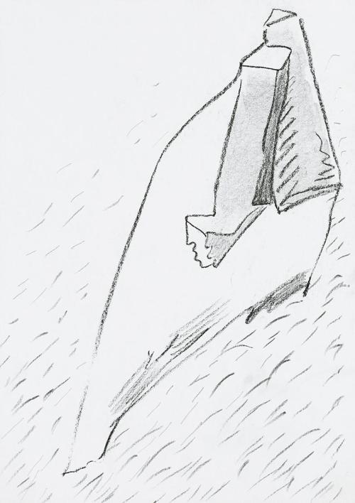 Kurt Hüpfner, Ohne Titel, um 2005, Bleistift und schwarze Kreide auf Papier, 29,7 × 21 cm, Priv ...