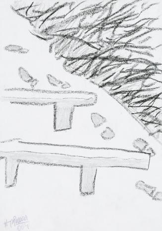 Kurt Hüpfner, Ohne Titel, 2004, Bleistift und schwarze Kreide auf Papier, 29,7 × 21 cm, Privatb…