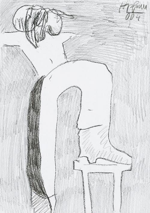 Kurt Hüpfner, Ohne Titel, 2004, Bleistift und Kohle auf Papier, 29,7 × 21 cm, Privatbesitz, Wie…
