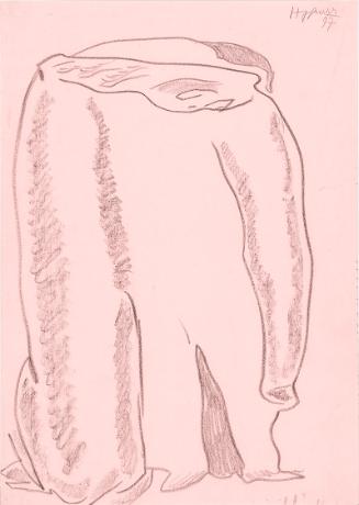 Kurt Hüpfner, Ohne Titel, 1997, Bleistift auf rosafarbenem Papier, kaschiert auf Karton, 29,7 ×…