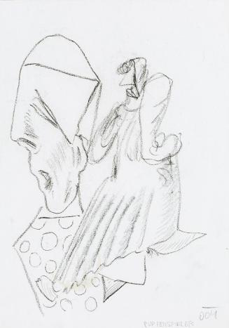 Kurt Hüpfner, Puppenspieler, 2004, Bleistift und schwarze Kreide auf Papier, 29,7 × 21 cm, Priv ...