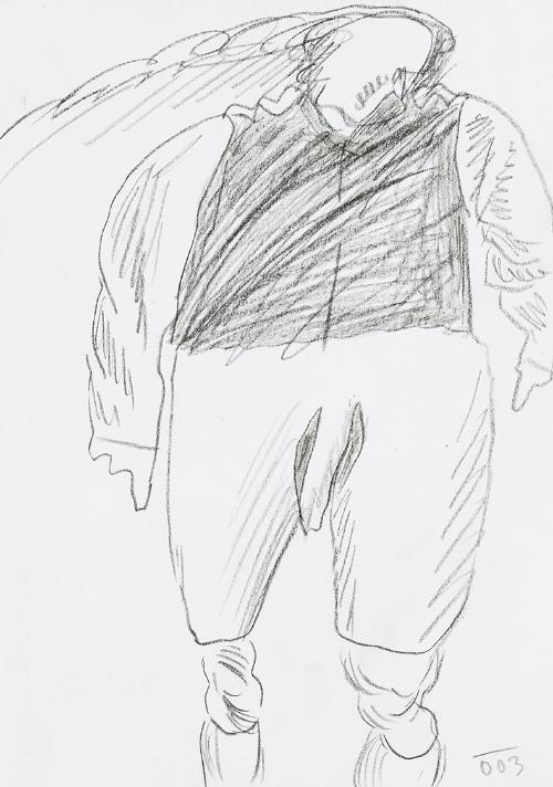 Kurt Hüpfner, Ohne Titel, 2003, Schwarzer Buntstift auf Papier, 29,7 × 21 cm, Privatbesitz, Wie…