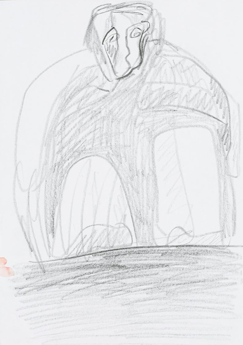 Kurt Hüpfner, Ohne Titel, um 2005, Bleistift auf Papier, 29,7 × 21 cm, Privatbesitz, Wien