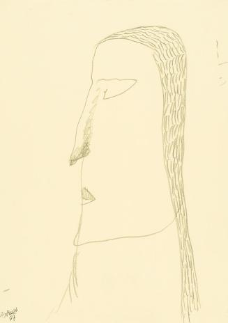 Kurt Hüpfner, Ohne Titel, 1997, Bleistift auf gelbem Papier, kaschiert auf Karton, 29,7 × 21 cm ...