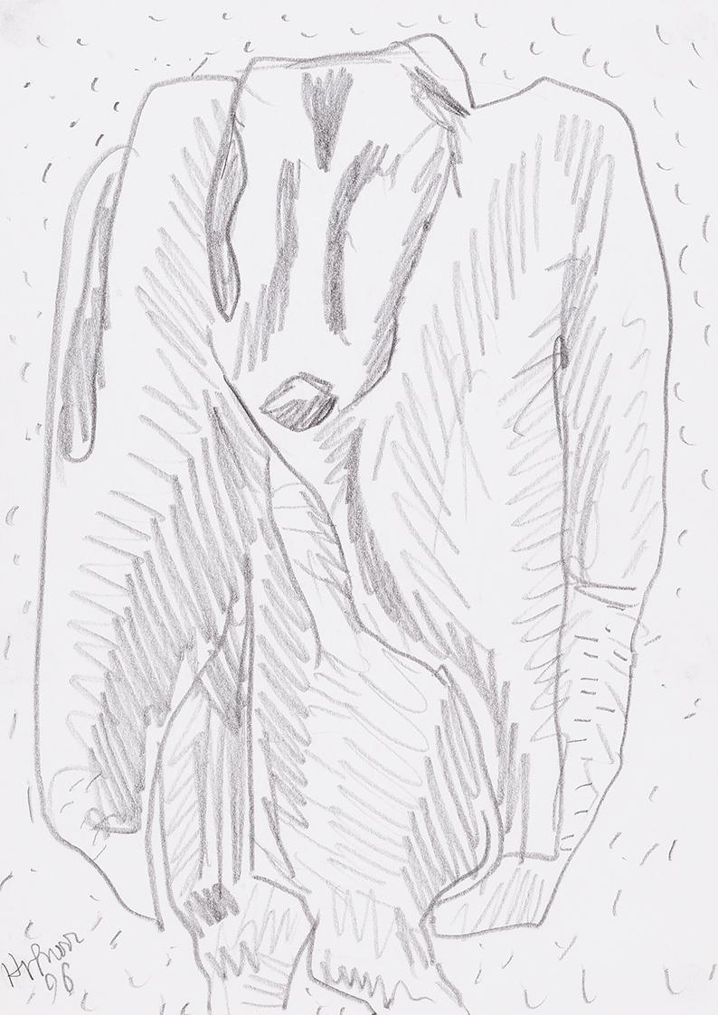 Kurt Hüpfner, Ohne Titel, 1996, Bleistift auf Papier, kaschiert auf Karton, 29,7 × 21 cm, Priva ...