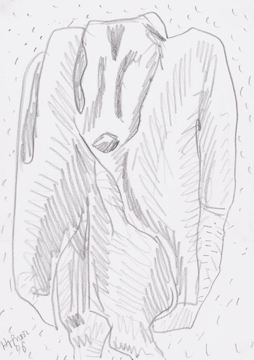 Kurt Hüpfner, Ohne Titel, 1996, Bleistift auf Papier, kaschiert auf Karton, 29,7 × 21 cm, Priva ...