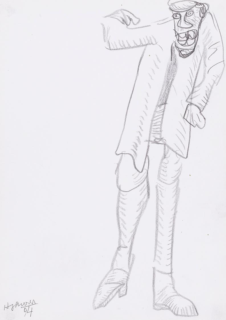 Kurt Hüpfner, Ohne Titel, 1994, Bleistift auf Papier, kaschiert auf Karton, 29,7 × 21 cm, Priva ...