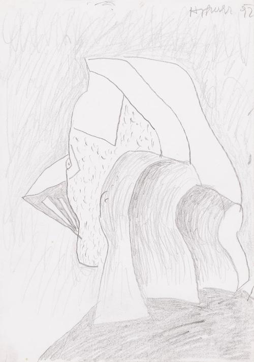 Kurt Hüpfner, Ohne Titel, 1992, Bleistift auf Papier, kaschiert auf Karton, 29,7 × 21 cm, Priva ...