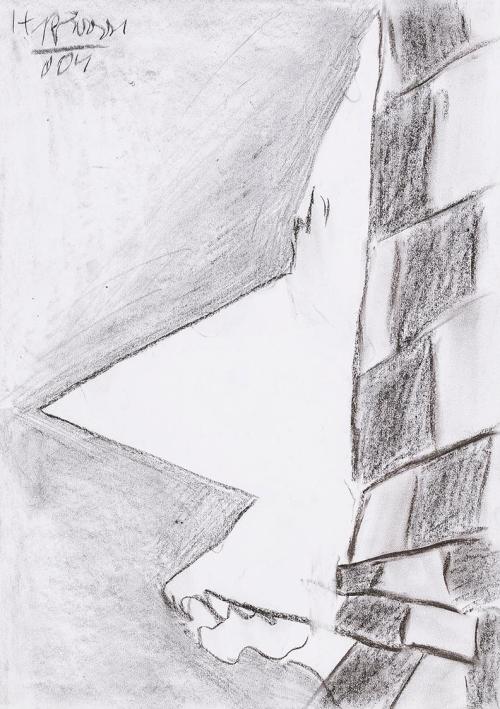 Kurt Hüpfner, Ohne Titel, 2004, Bleistift und Kohle auf Papier, kaschiert auf Karton, 29,7 × 21 ...