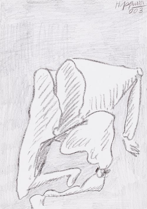 Kurt Hüpfner, Ohne Titel, 2003, Bleistift und schwarze Kreide auf Papier, kaschiert auf Karton,…