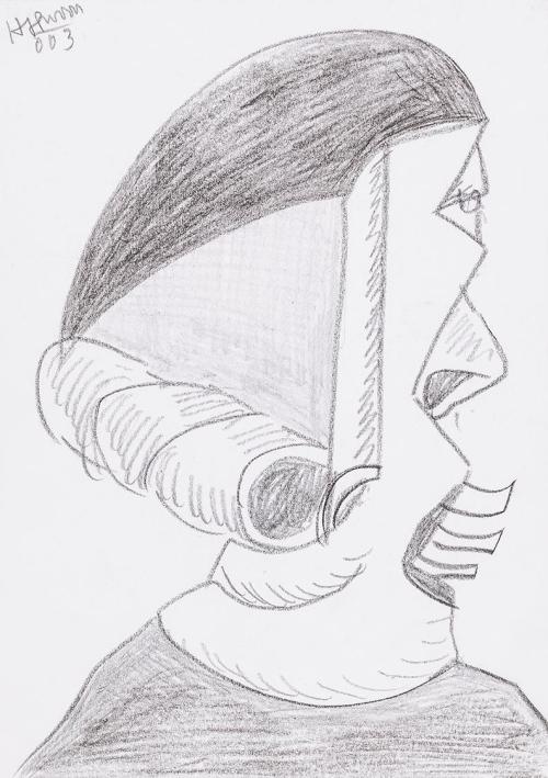 Kurt Hüpfner, Ohne Titel, 2003, Bleistift und schwarzer Buntstift auf Papier, kaschiert auf Kar ...