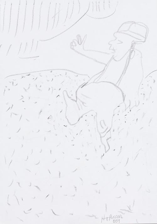 Kurt Hüpfner, Ohne Titel, 2001, Bleistift auf Papier, 29,7 × 21 cm, Privatbesitz, Wien